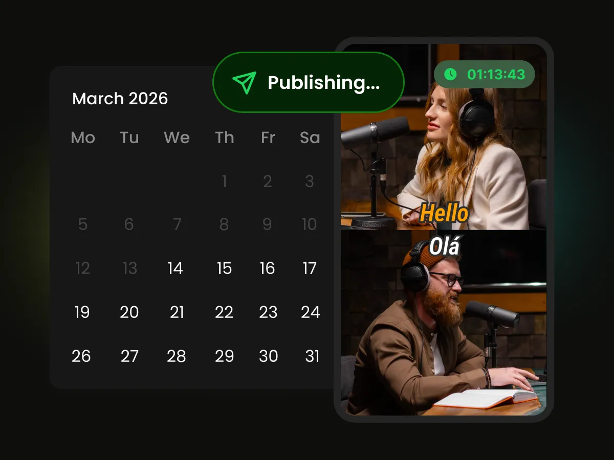 Built-in content calendar for scheduling and managing social media video posts.